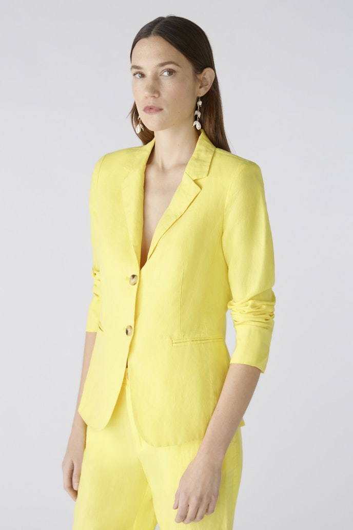 Oui Linen & Cotton Blazer in Yellow