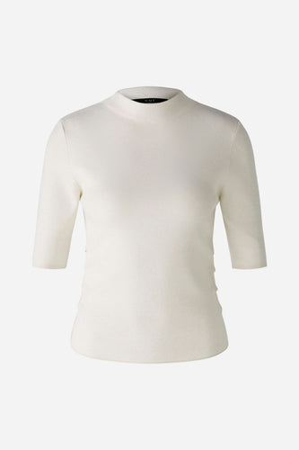 Oui Short Sleeve Knit Top in Off White