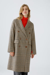 Oui Wool Check Coat