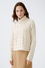 Load image into Gallery viewer, Oui Cotton Turtleneck Sweater in Light Stone
