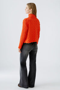 Oui Cotton Turtleneck Sweater in Cherry Tomato