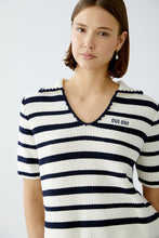 Load image into Gallery viewer, Oui Striped Polo in White/Blue
