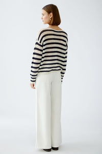 Oui Striped Sweater in White/Blue