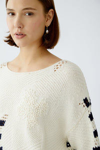 Oui Striped Sweater in White/Blue