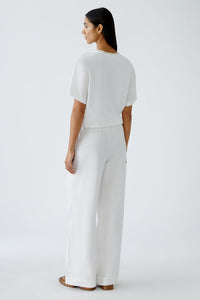Oui Short Sleeve Linen Top in Optic White