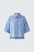 Load image into Gallery viewer, Oui Short Sleeve Linen Blouse in Ocean Blue
