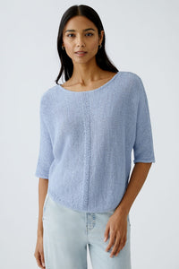 Oui Ribbon Yarn Top in Powder Blue