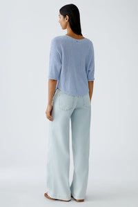 Oui Ribbon Yarn Top in Powder Blue
