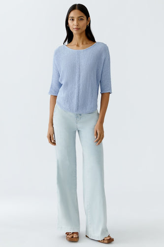 Oui Ribbon Yarn Top in Powder Blue