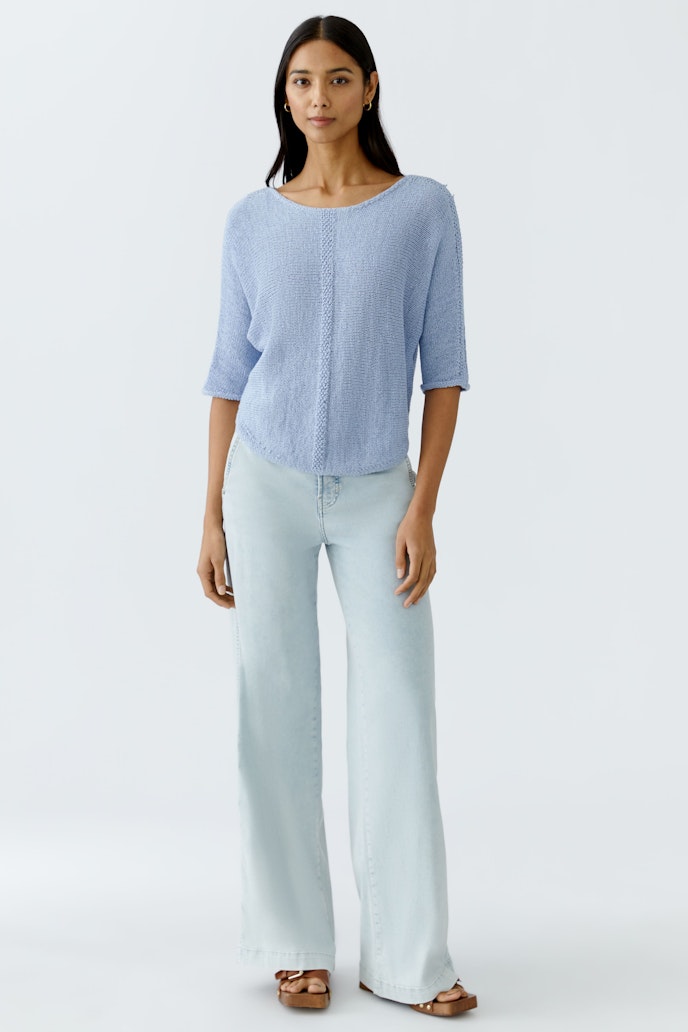 Oui Ribbon Yarn Top in Powder Blue