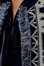 Load image into Gallery viewer, Oui Knit Fringe Cardigan in Dark Blue
