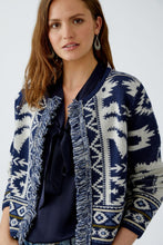 Load image into Gallery viewer, Oui Knit Fringe Cardigan in Dark Blue
