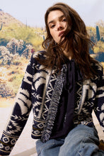 Load image into Gallery viewer, Oui Knit Fringe Cardigan in Dark Blue
