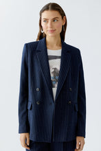 Load image into Gallery viewer, Oui Jersey Blazer in Navy Pinstripe
