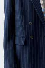 Load image into Gallery viewer, Oui Jersey Blazer in Navy Pinstripe
