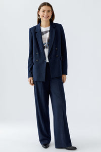 Oui Jersey Blazer in Navy Pinstripe