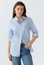 Load image into Gallery viewer, Oui Pinstripe Blouse in Light Blue/White
