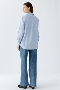 Oui Pinstripe Blouse in Light Blue/White