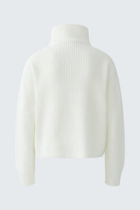 Oui Cotton Zip Sweater in Gardenia