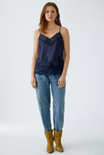 Load image into Gallery viewer, Oui Lace Trim Cami in Navy
