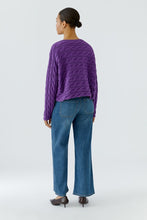 Load image into Gallery viewer, Oui Cotton Cable Knit Sweater in Amaranth Purple
