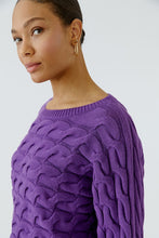Load image into Gallery viewer, Oui Cotton Cable Knit Sweater in Amaranth Purple
