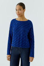 Load image into Gallery viewer, Oui Cotton Cable Knit Sweater in Royal Blue
