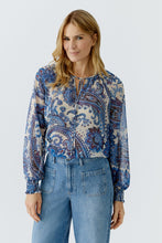 Load image into Gallery viewer, Oui Paisley Blouse in Blue/White
