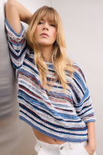 Load image into Gallery viewer, Oui Multi Yarn Sweater in Blue/White
