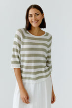 Load image into Gallery viewer, Oui Linen Sweater in White/Green
