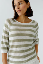 Load image into Gallery viewer, Oui Linen Sweater in White/Green
