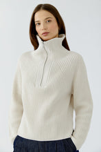 Load image into Gallery viewer, Oui Cotton Zip Collar Sweater in Stone

