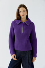Load image into Gallery viewer, Oui Cotton Zip Collar Sweater in Amaranth Purple
