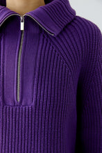 Load image into Gallery viewer, Oui Cotton Zip Collar Sweater in Amaranth Purple
