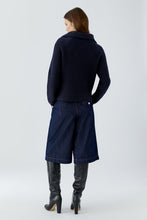 Load image into Gallery viewer, Oui Cotton Zip Collar Sweater in Dark Blue
