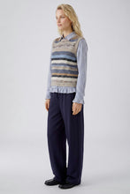 Load image into Gallery viewer, Oui Knit Multi Vest in Light Brown/Blue
