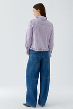Load image into Gallery viewer, Oui Ruffle Sleeve Blouse in White Violet
