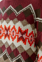 Load image into Gallery viewer, Oui Knitted Diamond Pattern Sweater in Dark Red/Taupe
