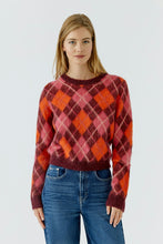 Load image into Gallery viewer, Oui Argyle Fuzzy Sweater
