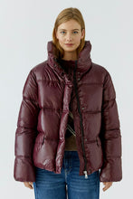 Load image into Gallery viewer, Oui Puffer Coat in Bramble Berry
