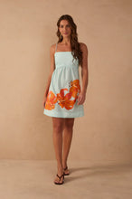 Load image into Gallery viewer, Dress To Blue Lírios Straight Neckline Cotton Mini Dress
