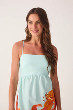 Load image into Gallery viewer, Dress To Blue Lírios Straight Neckline Cotton Mini Dress
