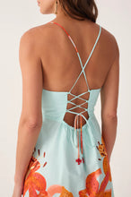 Load image into Gallery viewer, Dress To Blue Lírios Straight Neckline Cotton Mini Dress
