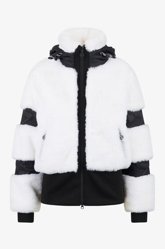Sportalm Faux Fur Ski Jacket in White/Black