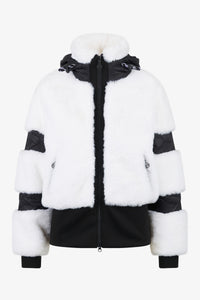 Sportalm Faux Fur Ski Jacket in White/Black