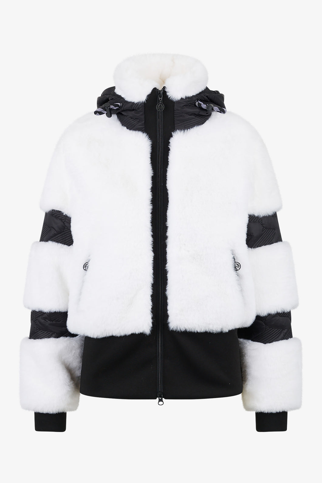 Sportalm Faux Fur Ski Jacket in White/Black