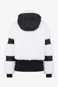 Sportalm Faux Fur Ski Jacket in White/Black