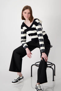 Monari Striped Sweater in Black/White