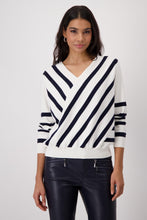 Load image into Gallery viewer, Monari Diagonal Stripe Top in White/Black
