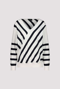 Monari Diagonal Stripe Top in White/Black